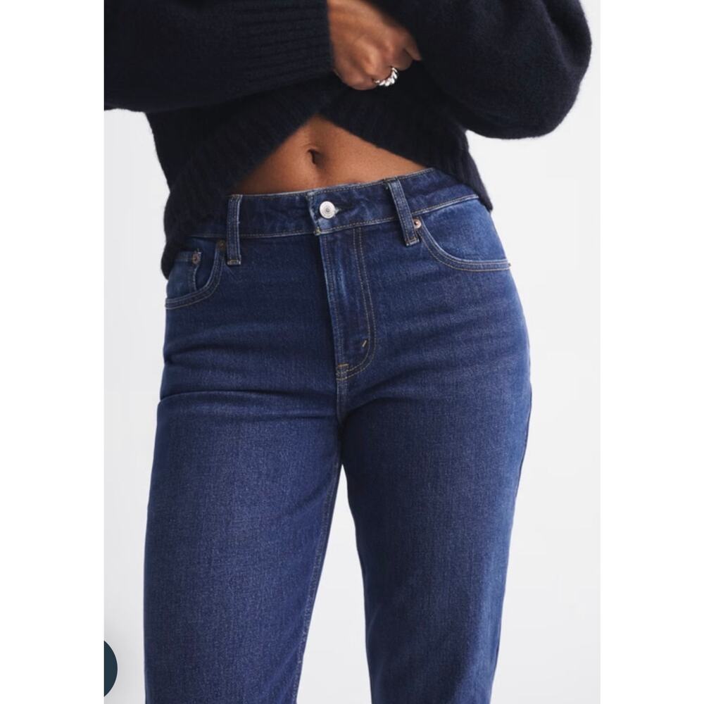 Abercrombie Fitch Curve Love 90s Straight Mid Rise Jeans Dark Women’s Size 27 - Picture 8 of 9
